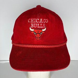 Vintage Chicago Bulls Red Corduroy Embordered Adjustable Hat